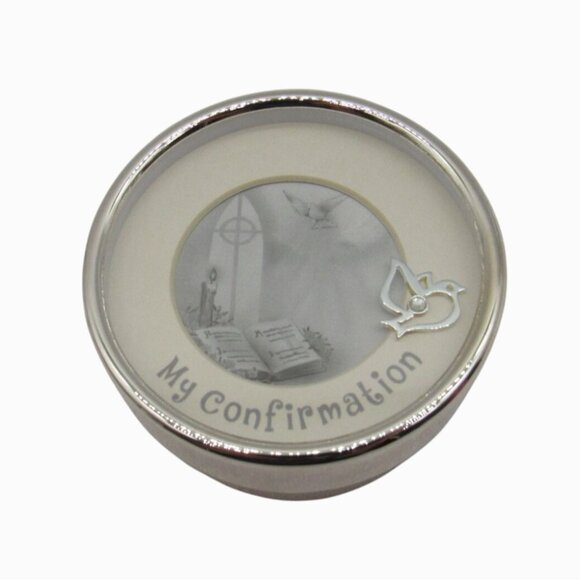 CONFIRMATION KEEPSAKE Trinket Box with Photo Frame and Dove Accent - Picture 1 of 9
